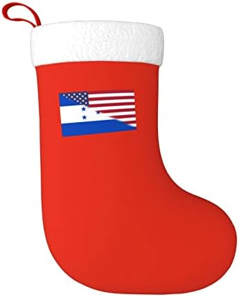 TZT דגל אמריקאי ודגל של הונדורס גרבי חג המולד, מתנות למסיבת חג חג המולד לקישוטים לחג משפחתי 18 אינץ