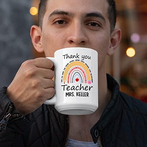 תודה לך מורה עיפרון קשת ספל, אישית מורה ספל, מותאם אישית מורה שם ספל מתנה עבור אסיר תודה, מורה קפה ספל,