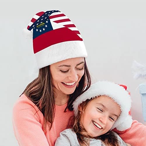אמריקאי וג ' ורג ' יה מדינת דגל חג המולד כובע סנטה קלאוס כובעי קצר קטיפה עם לבן חפתים לגברים נשים חג