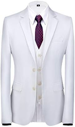 חליפות לגברים 3 חלקים דקיקים עם ז'קט סולידי אפוד ומכנסיים מכנסיים מכנסיים צווארון צווארון חליפה לחתונה