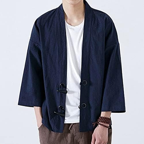 מעילי גברים אופנה יפני יאקאטה מזדמן מעיל קימונו להאריך ימים יותר כותנה בציר רופף למעלה חורף מעילים