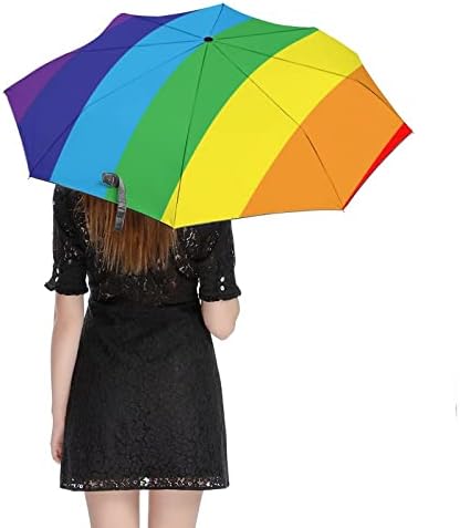קשת גאווה להטב מטריית נסיעות אטומה לרוח 3 קפלים מטרייה מתקפלת אוטומטית לגברים נשים