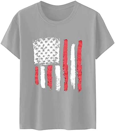 חולצות פטריוטיות לנשים צמרות דגל אמריקה בקיץ 4 ביולי חולצות T שרוול קצר
