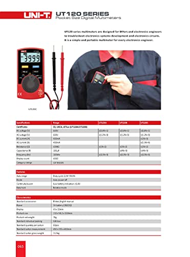 UNI-T UT120C גודל כיס גודל דיגיטלי MULTIMETER AC/DC פונקציית בדיקת נוכחית REL מדידה יחסית