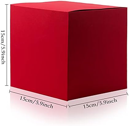15 יחידות קופסת מתנה אדומה, 6 איקס 6 איקס 6 קופסאות מתנה עם מכסים למתנות, קופסאות קרטון ממוחזרות מנייר