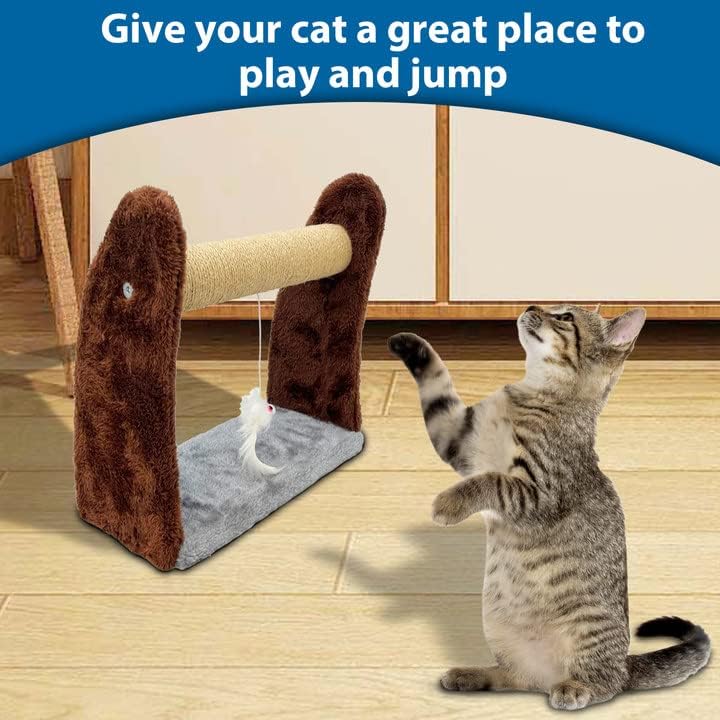 חתול גרוד, 12& 34; קטן אופקי שריטה מוט עבור מקורה חתלתול יציב טבע סיסל גרדן עם אינטראקטיבי עכבר צעצוע