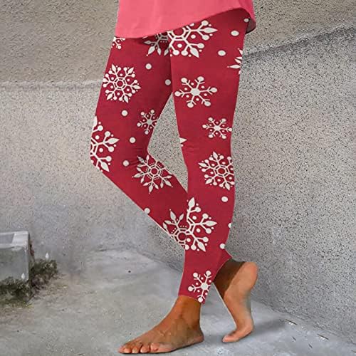 יום חג המולד יום חג המולד חותלות אופנה פתית שלג סנטה אייל מודפסים מכנסי מגף מודפסים מותניים גבוהים אורך