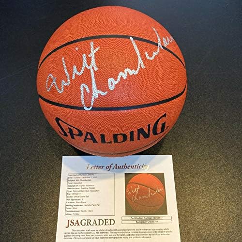 יפה Wilt Chamberlain חתום Spalding NBA כדורסל JSA Gem Mint 10 - כדורסל חתימה