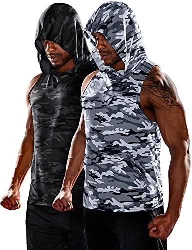 TSLA 2 חבילה גופיות שרירים לגברים, חולצות אימון קפוצ'ון ללא שרוולים, חולצות חדר כושר אתלטיות חתוכות