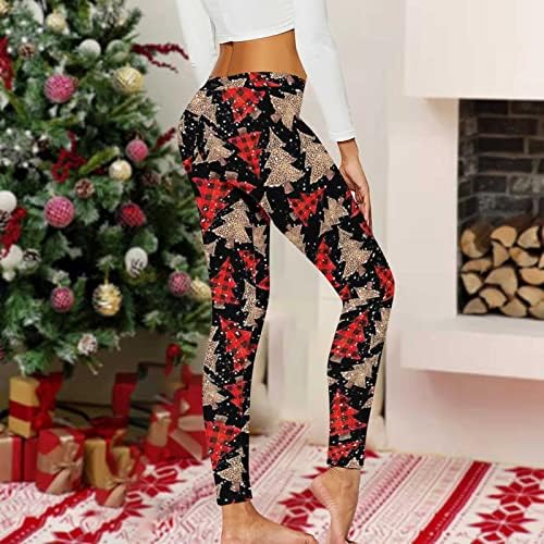 מכנסי יוגה שורתיים נשים מותניים גבוהות בקרת בטן סנטה פס פס חותלות לחג המולד של אימון לחג המולד טייץ