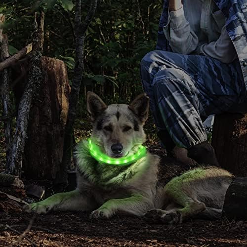 Mypetags LED צווארון כלבים, צווארוני כלבים מוארים, אורות כלבים נטענים USB להליכה בלילה, שרשרת בטיחות