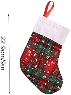 טודוזו גרבי חג המולד תיק מתנה שקיות גרב ממתקים גרבי פתית שלג משובץ מחזיק עץ עץ
