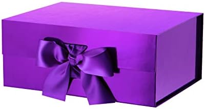 ג'ינגן 5 ארגזי מתנה עם סרטים, קופסאות מתנה מגנטיות סגולות מבריק למתנות, קופסאות הצעות לשושבינה לכל הזדמנויות