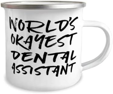 עוזר שיניים בסדר בעולם - 12oz ספל חניך אמייל נירוסטה ומצחיק ייחודי לעוזר שיניים