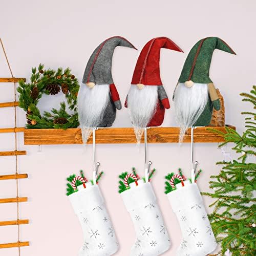 6 חבילות מחזיקי גרב גנום גרבי חג המולד קולבים רגל ארוכה וללא רגל קטיפה גנום תלויה ווים בית חווה גרב