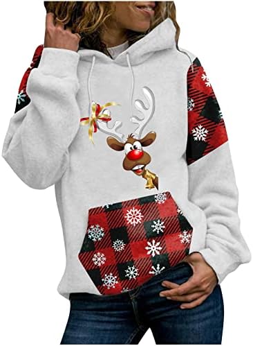 חג המולד סלעית סוודר לנשים מקרית תפרים משובץ חולצות חיצוני כותנה ספורט הסווטשרט חולצות חולצה