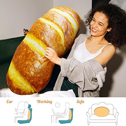 QYA 3D סימולציה של כרית לחם חמאה למתנה מצחיקה, לחם כרית באורך 40 אינץ