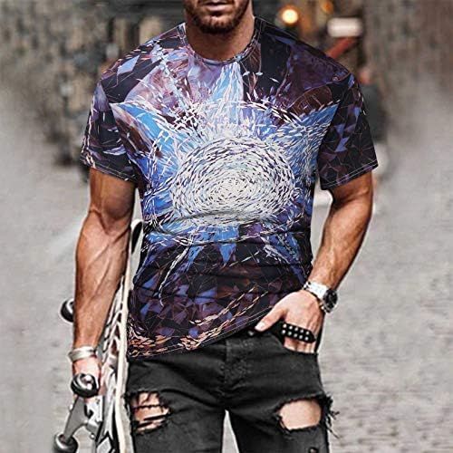 חולצות גברים רחוב גברים אופנה מזדמנים עיצוב מעניין מודפס צוואר עגול חולצות שרוול קצר לגברים