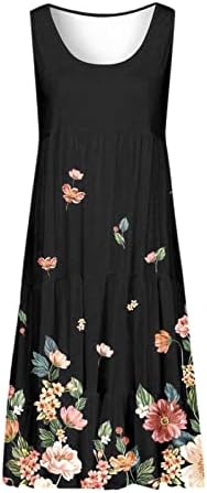 שמלת icodod שמלת נשים 2023 קיץ מזדמן צוואר עגול שמלת טנק ללא שרוולים חוף נדנדה שמלות הדפס פרחים לנשים