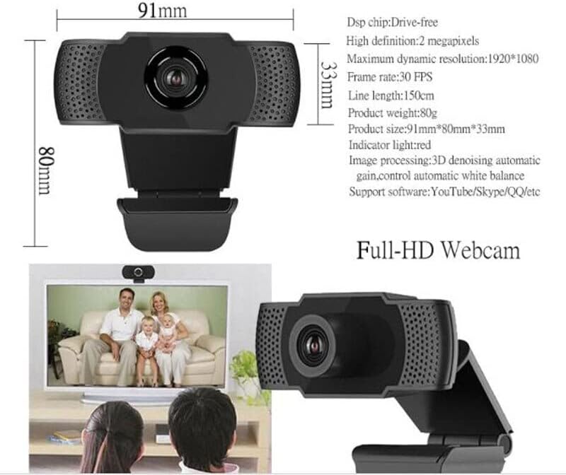 1920 x 1080p HD WebCam מחשב מחשב 30fps 2 מגה פיקסלים וידאו מתקשר למצלמת רשת עם מצלמת מיקרופון HDWEB