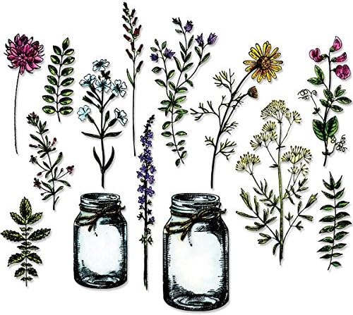 Sizzix Die Set, Jar פרחים מאת טים ​​הולץ, 16 חבילה, רב צבע, מסגרות בגודל אחד, רב צבעוני