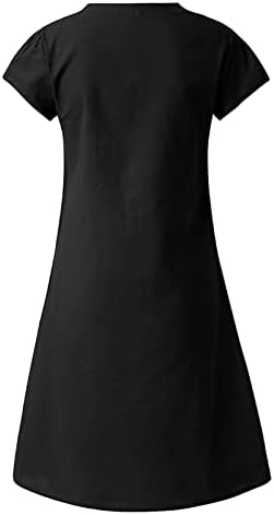 שמלות קיץ לנשים שמלת טוניקה פשתן כותנה רופפת פלוס גודל שרוול קצר v שמלת צוואר נשות אורך ברך אורך שקיעה