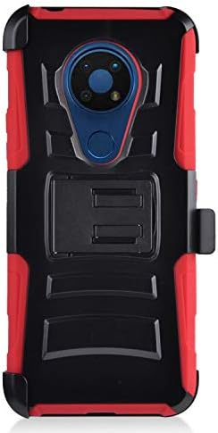 סלזן - עבור נוקיה C5 אנדי - מארז טלפון היברידי עם נרתיק קליפ/חגורה - CV1 אדום