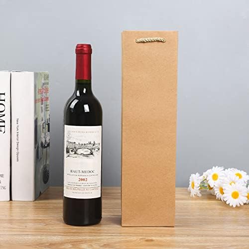 חבילת Homeanda של 10 נייר מלאכה חום בהיר לבקבוק יין לשימוש חוזר בקבוק מתנה עטיפת תיק עטיפה לוויסקי/רוחות
