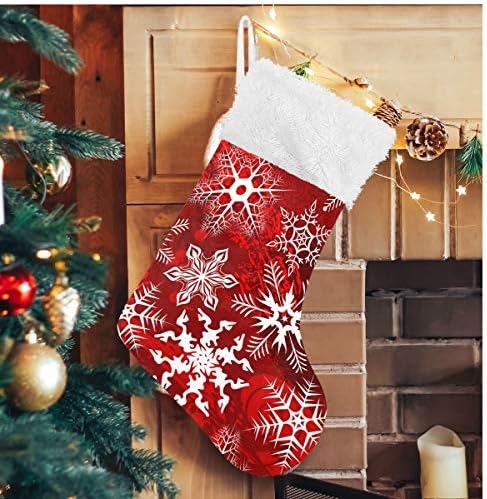 גרבי חג המולד של Alaza דפוס אדום היפסטר עם פתיתי שלג פרח קלאסי קלאסי מותאמים אישית לקישוטים גרביים גדולים
