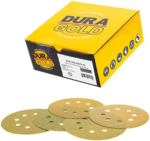 Dura -Gold Premium - חבילת מגוון - דיסקי מלטש זהב בגודל 5 - וו וולאה ללא אבק 8 חור - 10 כל אחד של קופסה