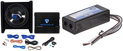 Rockville RV10.1d 500W 10 מארז סאב וופר מכוניות טעון+מגבר מונו+ערכת amp & pac sni-35 משתנה Loce Line