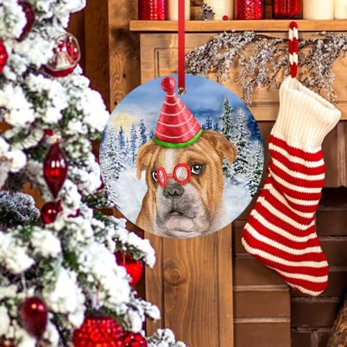 קישוט כלב חג המולד של Godblessign בולדוג אנגלי קישוט תלוי בולדוג עץ חג המולד קישוט בולדוג קישוט חג המולד