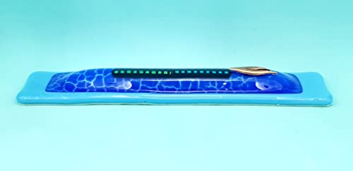 מארז מזוזה טורקיז עם זכוכית פיצוח כחולה, זכוכית מיודדת ייחודית, מתנה לחימום בית יהודי