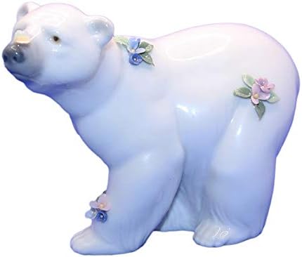דובי קוטב קשוב של Lladro עם צללן פרחים