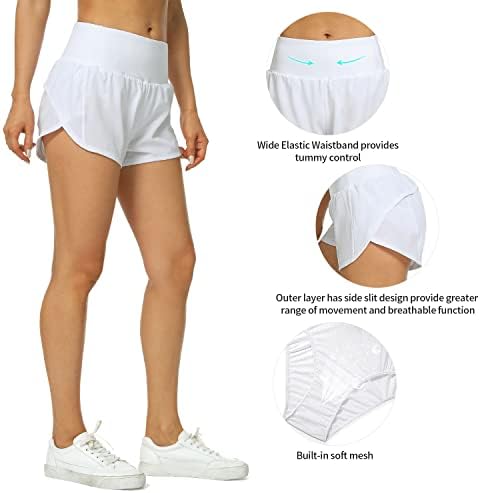 מכנסי הריצה של Haowind לנשים עם כיסים מותניים מותניים מכנסי ספורט אתלטי מהיר מכנסי אימון כושר יבש מהיר