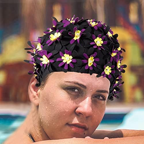 ספורט פרח שחייה כובע לשחות כובע מתולתל שיער לשחות כובע אלסטי שחייה כובע שיער לשחות רחצה כובע עבור מתולתל