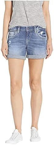 מכנסיים קצרים של נשים ג'ין לקיץ נמתח במצוקה נקרעת מכנסיים קצרים של ג'ינס רוכסן מכנסי ג'ינס מזדמנים בכושר