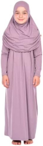 פרין ילדים תפילת שמלת בגדים מוסלמיים עבור בנות ארוך שרוול העבאיה עם חיג 'אב שתי חתיכה מקסי האסלאמי סט