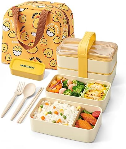קופסת בנטו לארוחת צהריים הניתנת לגיבוב עם תיק וכלים, כספת למיקרוגל, מיכלי ארוחת צהריים ידידותיים לסביבה