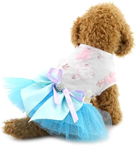 קטן_לוצקי_חנות קטן כלב נסיכת טוטו שמלת כלב/חתול מסיבת חצאיות עם עניבת פרפר, איקס קטן, כחול