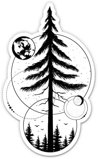 עץ יער ירח מדבקות הרפתקאות שמימיות - 2 חבילות של מדבקות 3 אינץ ' - ויניל אטום למים לרכב, טלפון, בקבוק