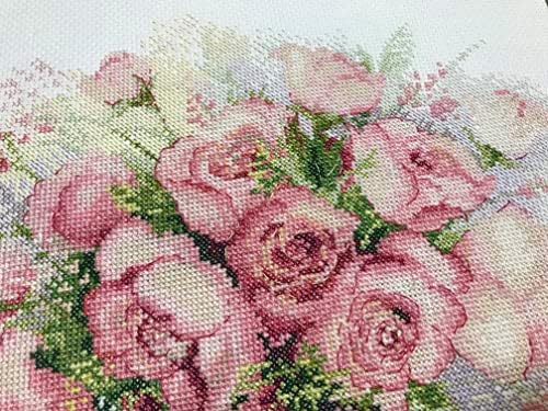 ריוליס 1335-ורדים בצבעי מים-ערכת תפר צלב נספר 11 תם איקס 11 תם צוויגארט 14 ס ק. לבן איידה 22 צבעים-ר1335