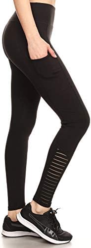 מכנסי יוגה מותניים גבוהים ומותניים מתוקים ופעילים עם כיסים, בקרת בטן חותלות יוגה קפרי לנשים