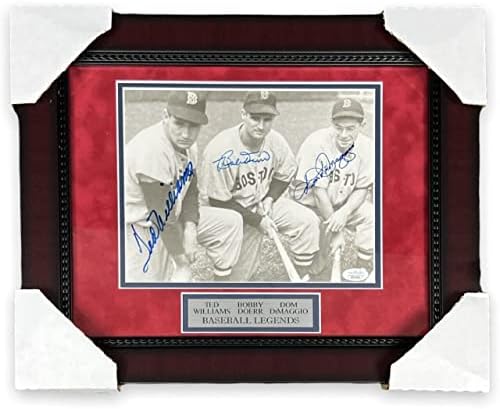 טד וויליאמס, בובי דואר ודום דימג'יו חתום על צילום אוטומטי ממוסגר ל- 14x17 JSA - תמונות MLB עם חתימה