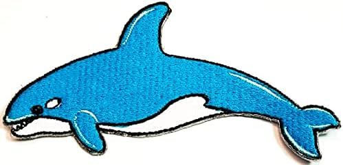 קלינפלוס רוצח לווייתן ים אוקיינוס קריקטורה אופנה תיקון כחול לווייתן מדבקת קרפט תיקוני אפליקציה עשה זאת