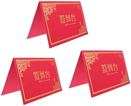 CIIEEEO 3PCS כרטיס נוכחות תפאורה פרחונית תפאורה סינית שלט חתונה שלט חתונה קבלת שולחן קישוט כרטיסי שם