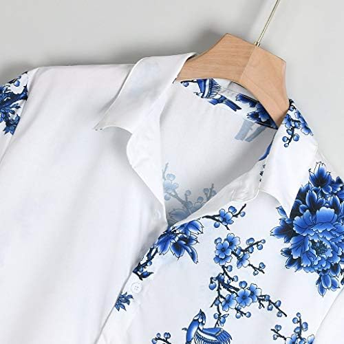 חולצות HDDK Mens Hawaiian שרוול קצר, כפתור קיץ למטה הדפסת פרחים רגילה מתאימה