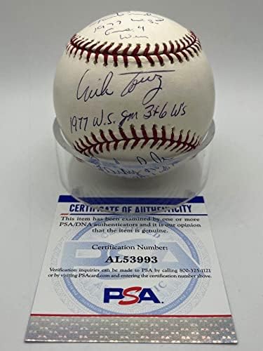 רון Guidry Mike Torrez Sparky Lyle Yankees חתום על חתימה חתימה בייסבול PSA DNA - כדורי בייסבול עם חתימה