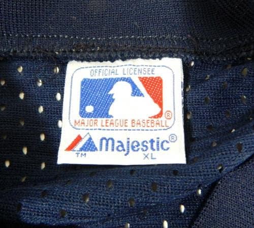 1983-90 מלאכים בקליפורניה משחק ריק הונחה תרגול חבטות כחול ג'רזי XL 673 - משחק משומש גופיות MLB