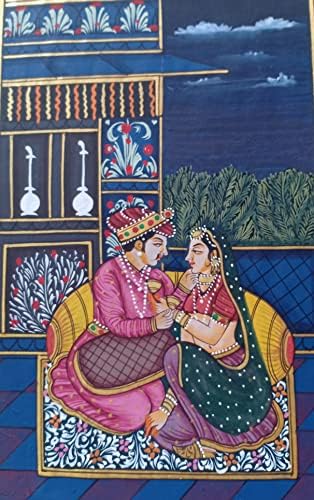 ציור מיניאטורי של זוג מלכות הודי מאוהב